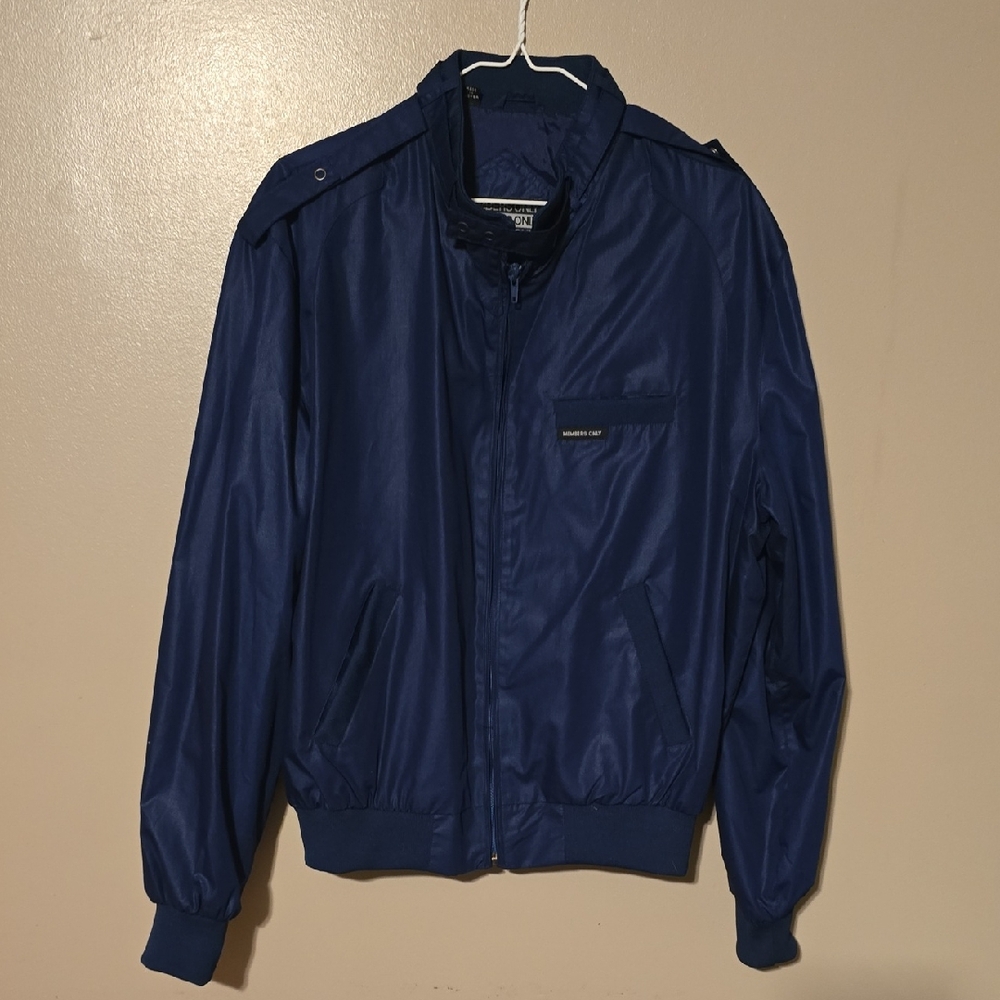 Members Only Blue 80s Retro‎ Bomber Jacket Full Zip Size 42